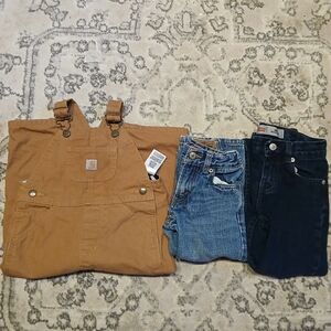 Carhartt Brown Overalls with Denim Jeans